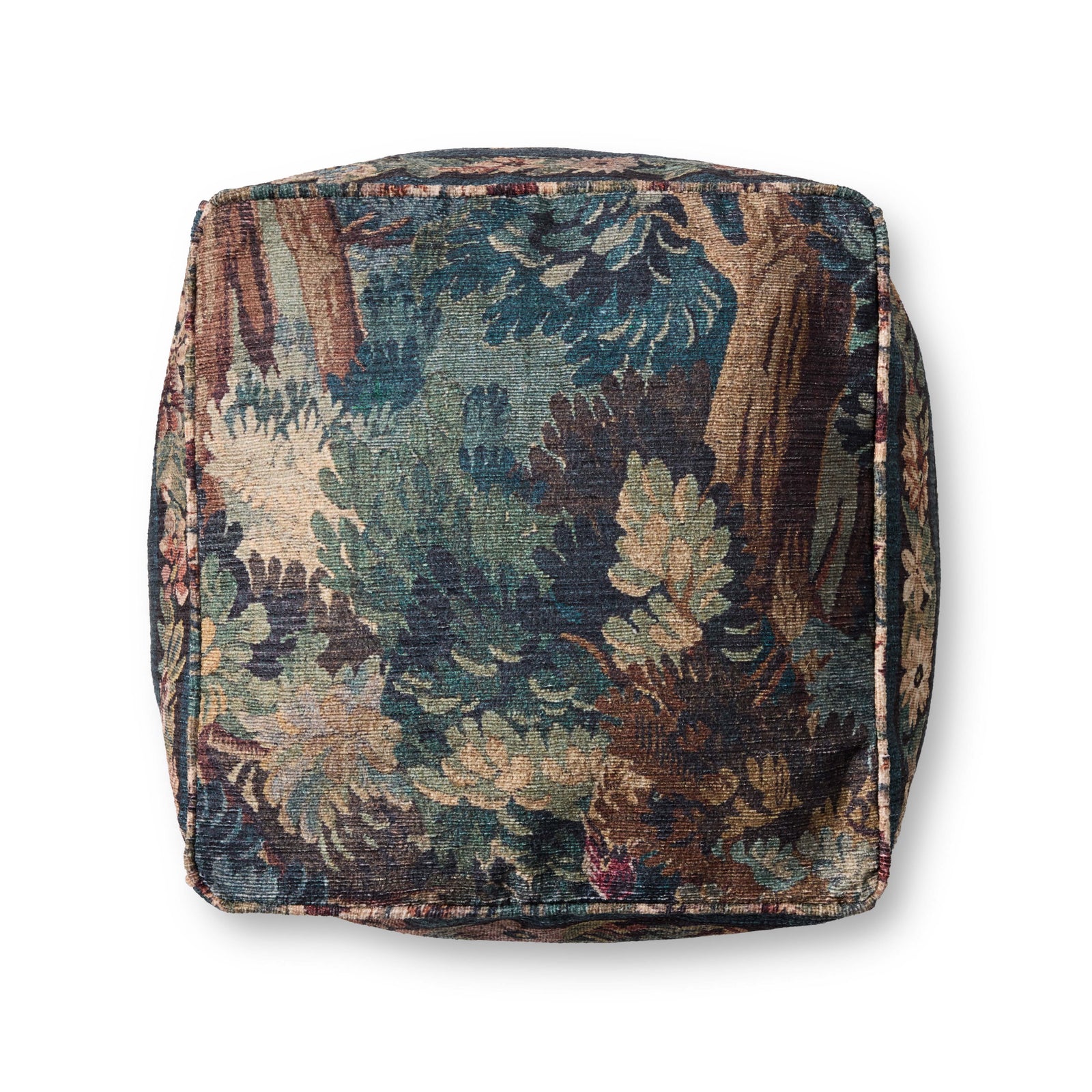 Blue / Multi Pouf — a Loloi pouf at Laurie Yapp Home.