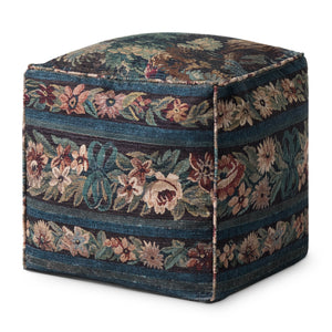 Blue / Multi Pouf — a Loloi pouf at Laurie Yapp Home.