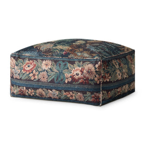 Blue / Multi Pouf — a Loloi pouf at Laurie Yapp Home.