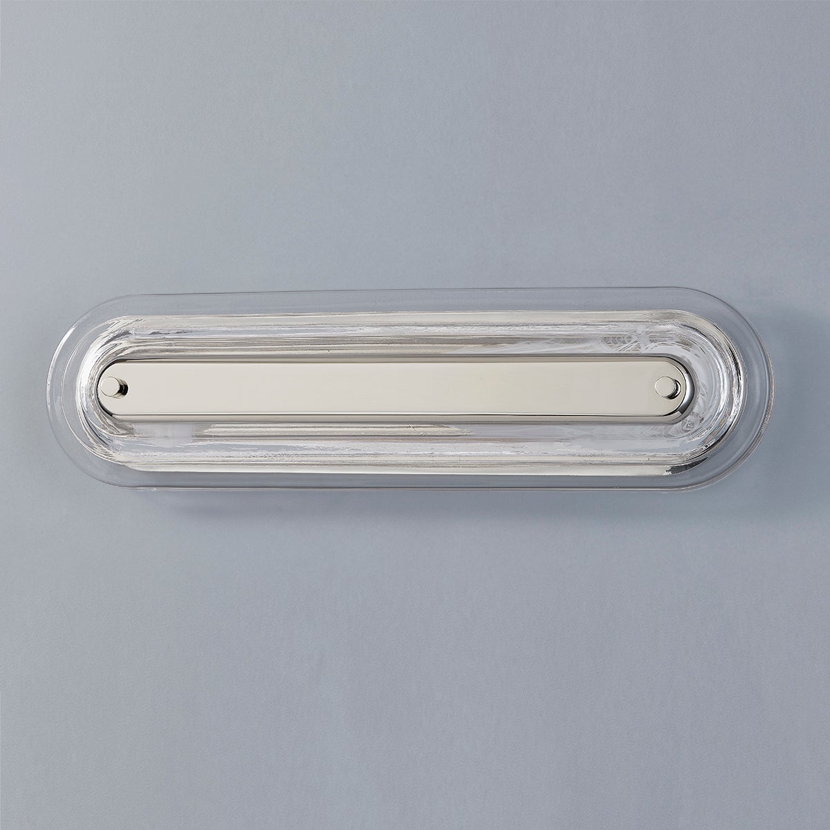 Close-up of the Litton Wall Sconce 5.75" x 21.25" in polished nickel showing the arm curve and shade silhouette.
