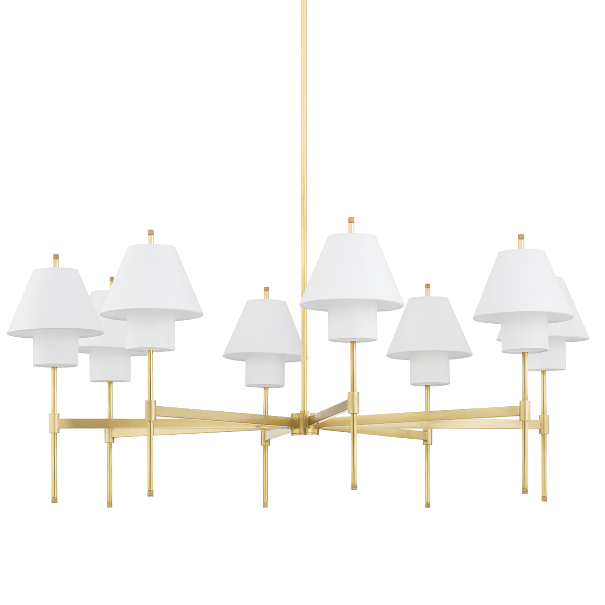 Glenmoore Chandelier 48.5" x 26.25" in aged brass — a Hudson Valley chandelier for dining rooms, entries, and living rooms at Laurie Yapp Home.