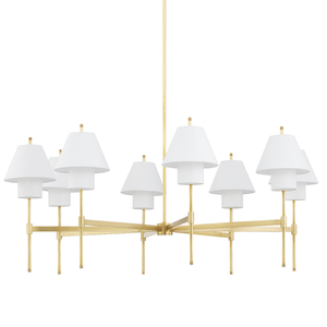 Glenmoore Chandelier 48.5" x 26.25" in aged brass — a Hudson Valley chandelier for dining rooms, entries, and living rooms at Laurie Yapp Home.