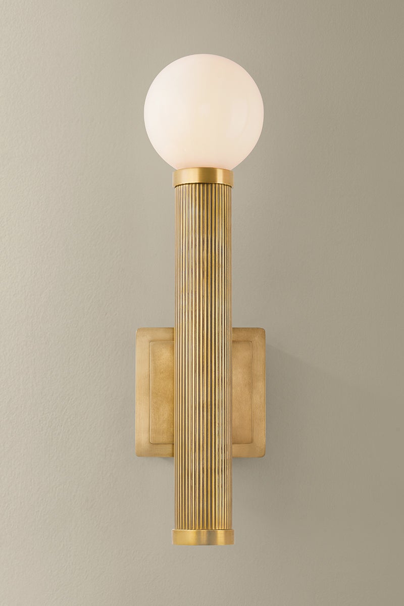 Pienza Wall Sconce 5.5" x 20" shown from a second angle to highlight the arm curve and shade silhouette.