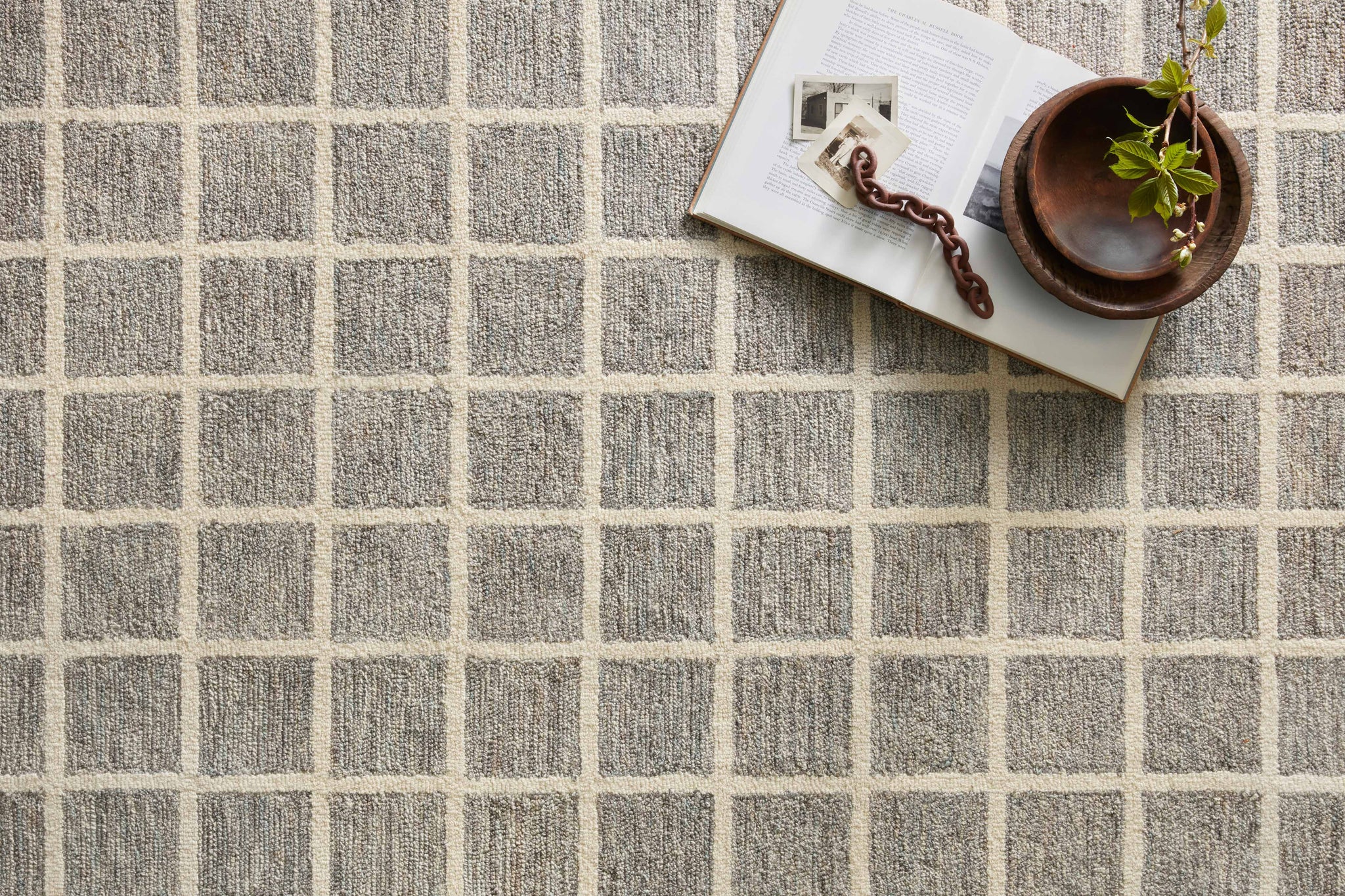 Polly Slate / Ivory shown from a different angle to reveal its pattern.
