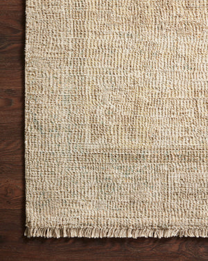 Side view of the Priya Ocean / Ivory rug.