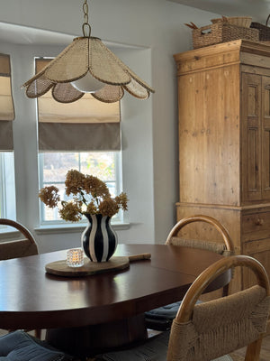 Petal Pendant 24" styled in a bright kitchen for warm, layered light at Laurie Yapp Home.