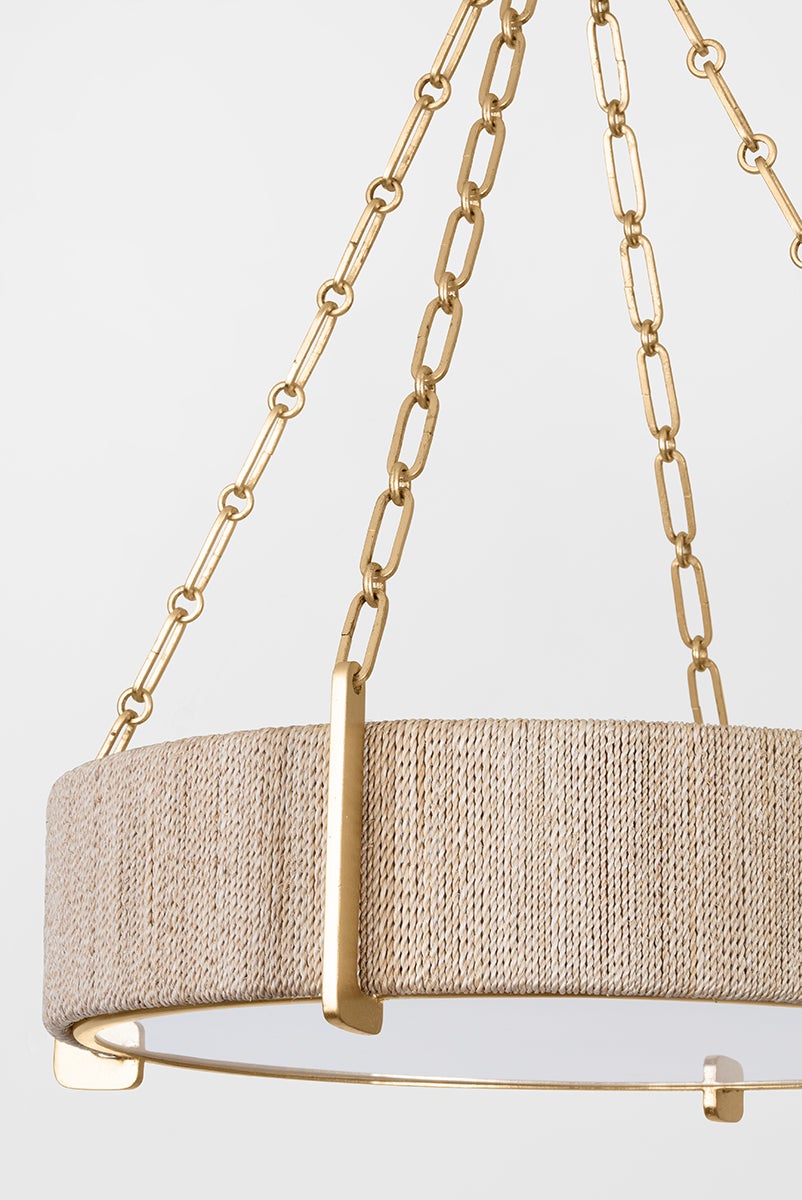 Quebec Chandelier 30.75" shown from the front to reveal the frame, arms, and shade detail.