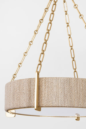 Quebec Chandelier 30.75" shown from the front to reveal the frame, arms, and shade detail.