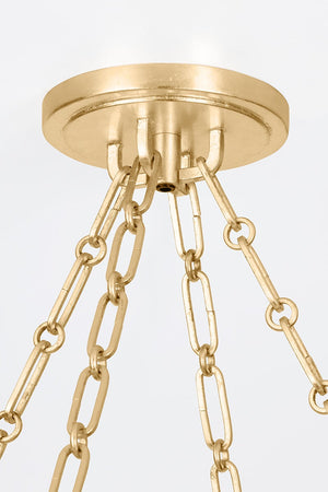 Close-up of the Quebec Chandelier 30.75" showing the frame, arms, and shade detail.