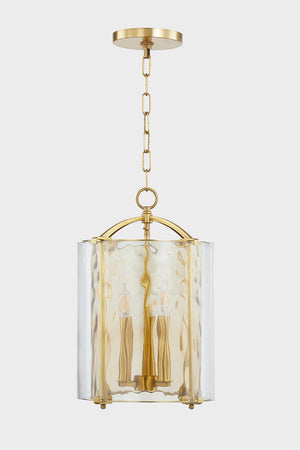 Ramsey Lantern 12" in aged brass shown from a second angle to highlight the frame and glass panel detail.