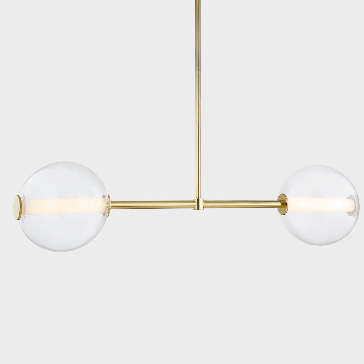 Richford Linear in aged brass — a Hudson Valley linear for dining rooms, kitchen islands, and long consoles at Laurie Yapp Home.