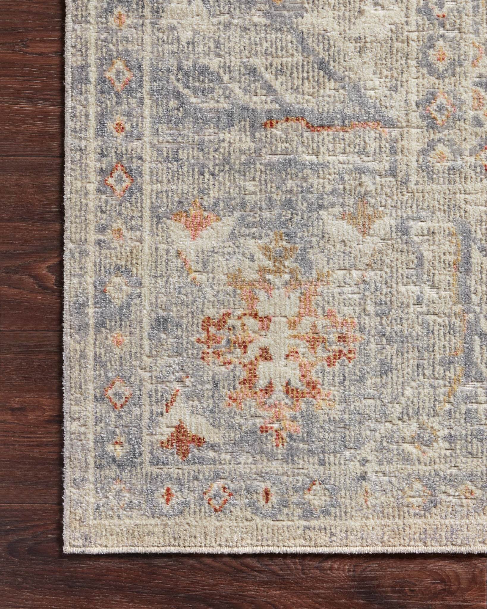 Rosemarie Oatmeal / Lavender shown from a different angle to reveal its pattern.