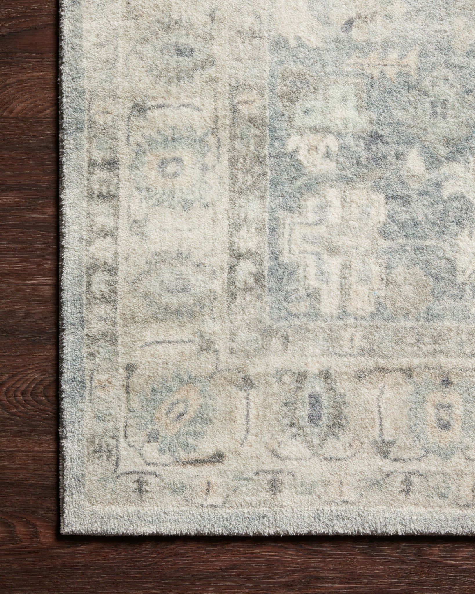 Rosette Denim / Fog shown from a different angle to reveal its pattern.