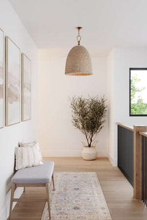 Reina Pendant 21" shown from a second angle to highlight the shade shape and metal detail.