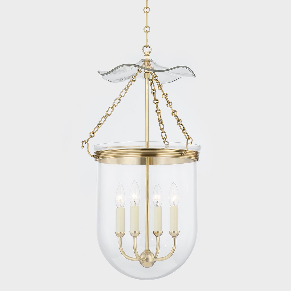 Rousham Lantern 15.75" in aged brass — a Hudson Valley lantern for entries, foyers, and covered porches at Laurie Yapp Home.
