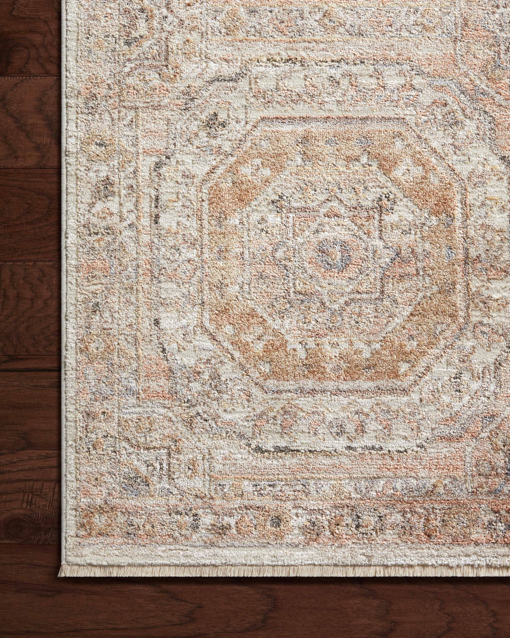 Side view of the Sonnet Apricot / Multi rug.