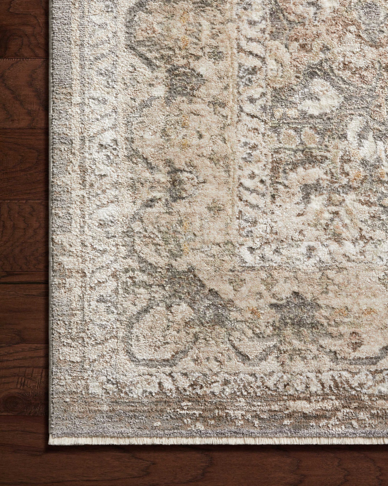 Side view of the Sonnet Grey / Sage rug.