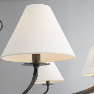 Close-up of the Stacey Chandelier 52.25" in bronze showing the frame, arms, and shade detail.
