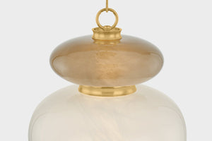 Close-up of the Syros Pendant 13.75" showing the shade shape and metal detail.