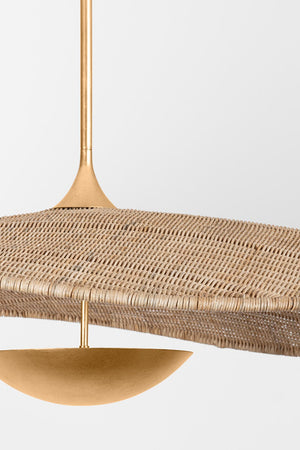 Close-up of the Shiloh Pendant 51.75" showing the shade shape and metal detail.