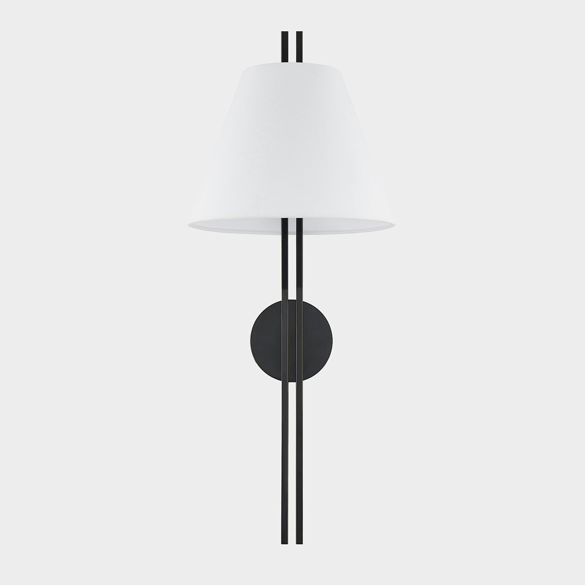 Close-up of the Shokan Wall Sconce in bronze showing the arm curve and shade silhouette.