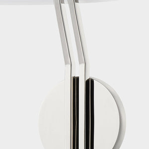 Close-up of the Shokan Wall Sconce in polished nickel showing the arm curve and shade silhouette.