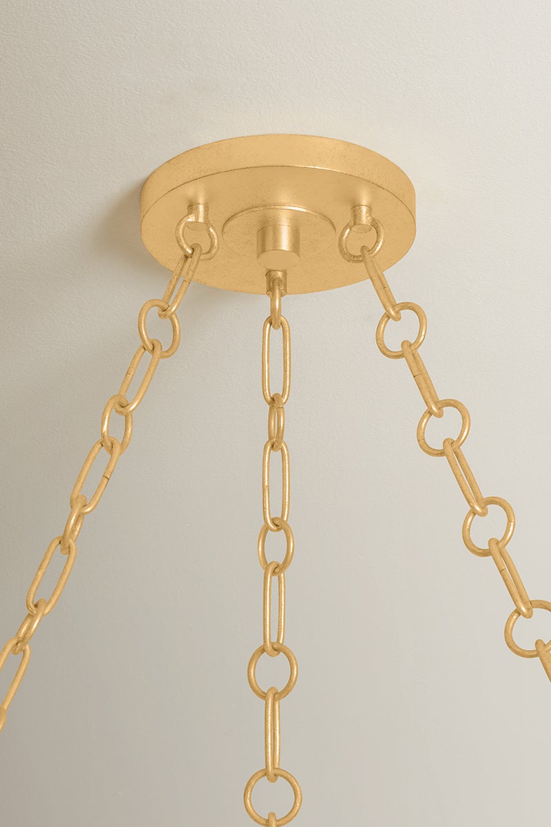 Close-up of the Spring Valley Chandelier showing the frame, arms, and shade detail.