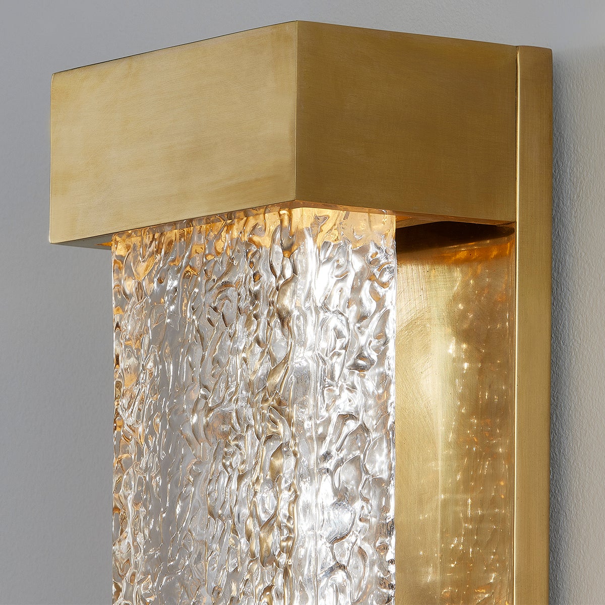 Wharton Wall Sconce 5" x 15" in aged brass — a Hudson Valley wall sconce for bathrooms, hallways, and living rooms at Laurie Yapp Home.