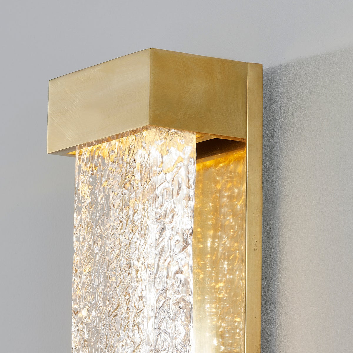 Wharton Wall Sconce 5" x 23" in aged brass — a Hudson Valley wall sconce for bathrooms, hallways, and living rooms at Laurie Yapp Home.