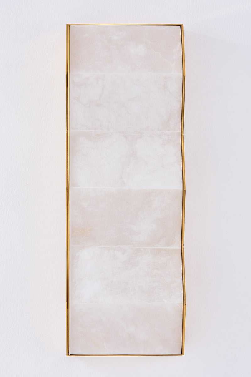 Tanzanite Wall Sconce shown from a second angle to highlight the arm curve and shade silhouette.