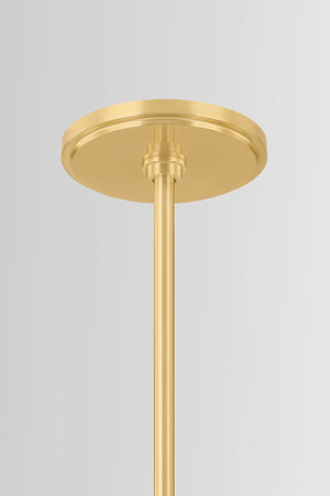 Tenafly Chandelier 72" in aged brass shown from a second angle to highlight the frame, arms, and shade detail.