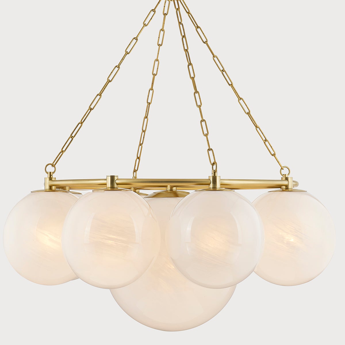 Thornwood Chandelier 43.25" in aged brass — a Hudson Valley chandelier for dining rooms, entries, and living rooms at Laurie Yapp Home.