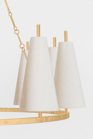 Tirana Chandelier 54.75" x 13.5" shown from the front to reveal the frame, arms, and shade detail.