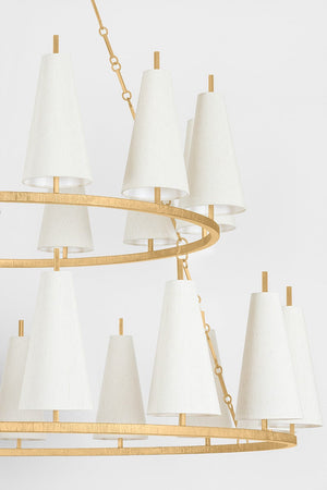 Tirana Chandelier 54.75" x 31" shown from the front to reveal the frame, arms, and shade detail.