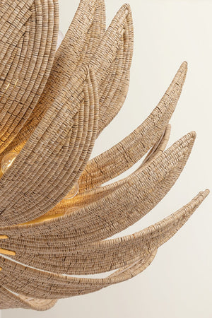 Varanasi Chandelier 30" shown from the front to reveal the frame, arms, and shade detail.