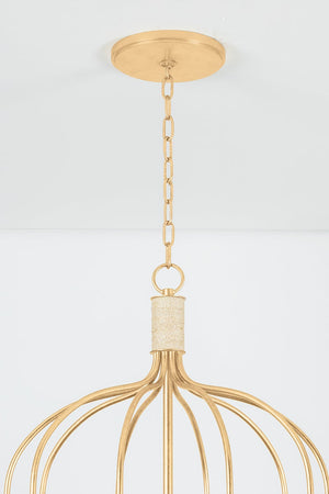 Close-up of the Warrensburg Chandelier 44" showing the frame, arms, and shade detail.