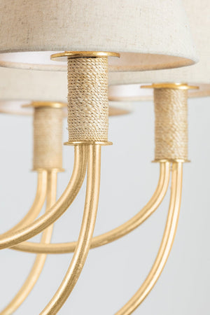 Close-up of the Warrensburg Chandelier 44" showing the frame, arms, and shade detail.