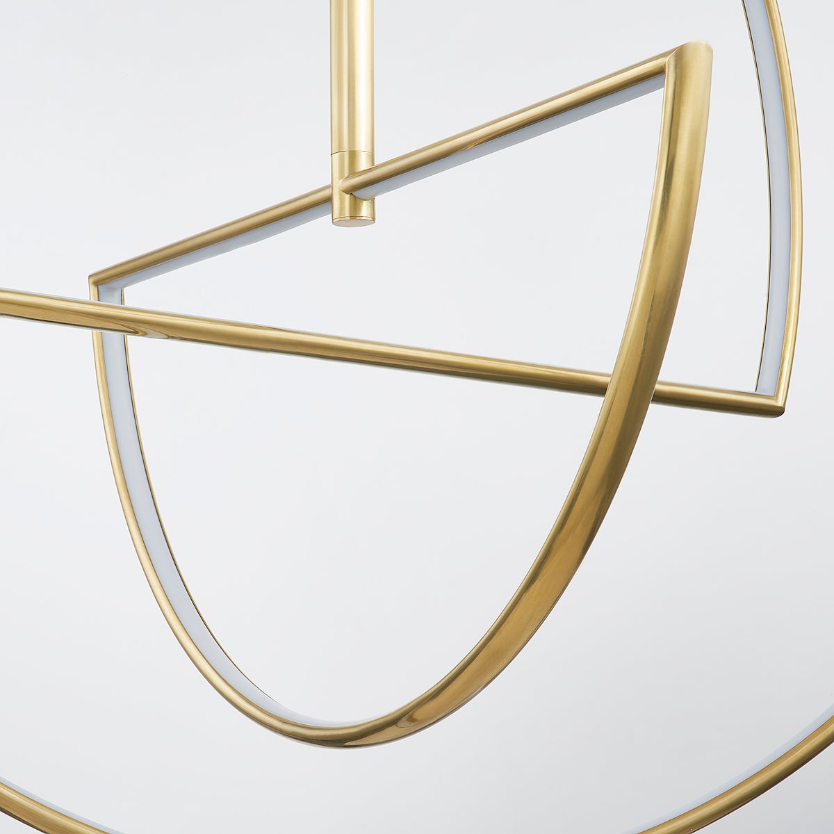 Welland Chandelier 40" in aged brass shown from the front to reveal the frame, arms, and shade detail.