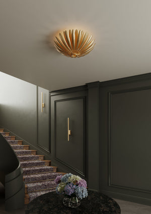 Whitfield Semi Flush styled in a bedroom for warm, layered light at Laurie Yapp Home.