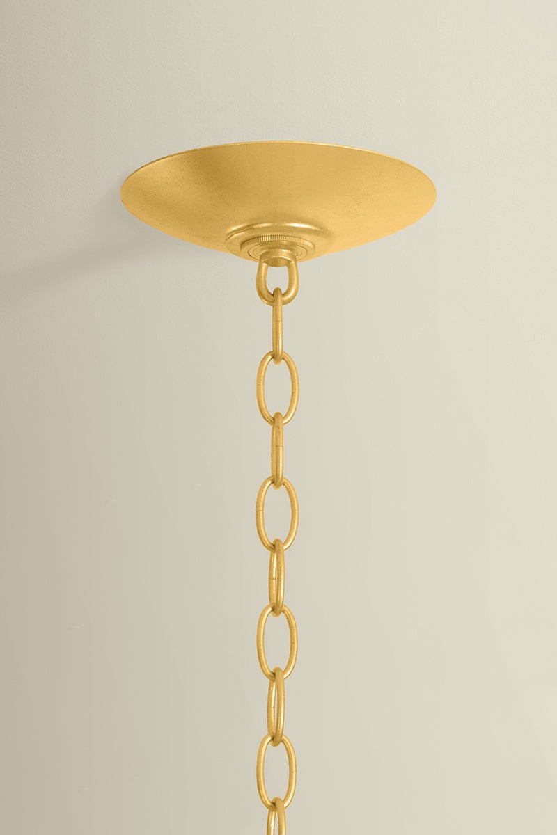Close-up of the Whitfield Chandelier 48" showing the frame, arms, and shade detail.