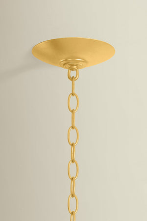 Close-up of the Whitfield Chandelier 48" showing the frame, arms, and shade detail.
