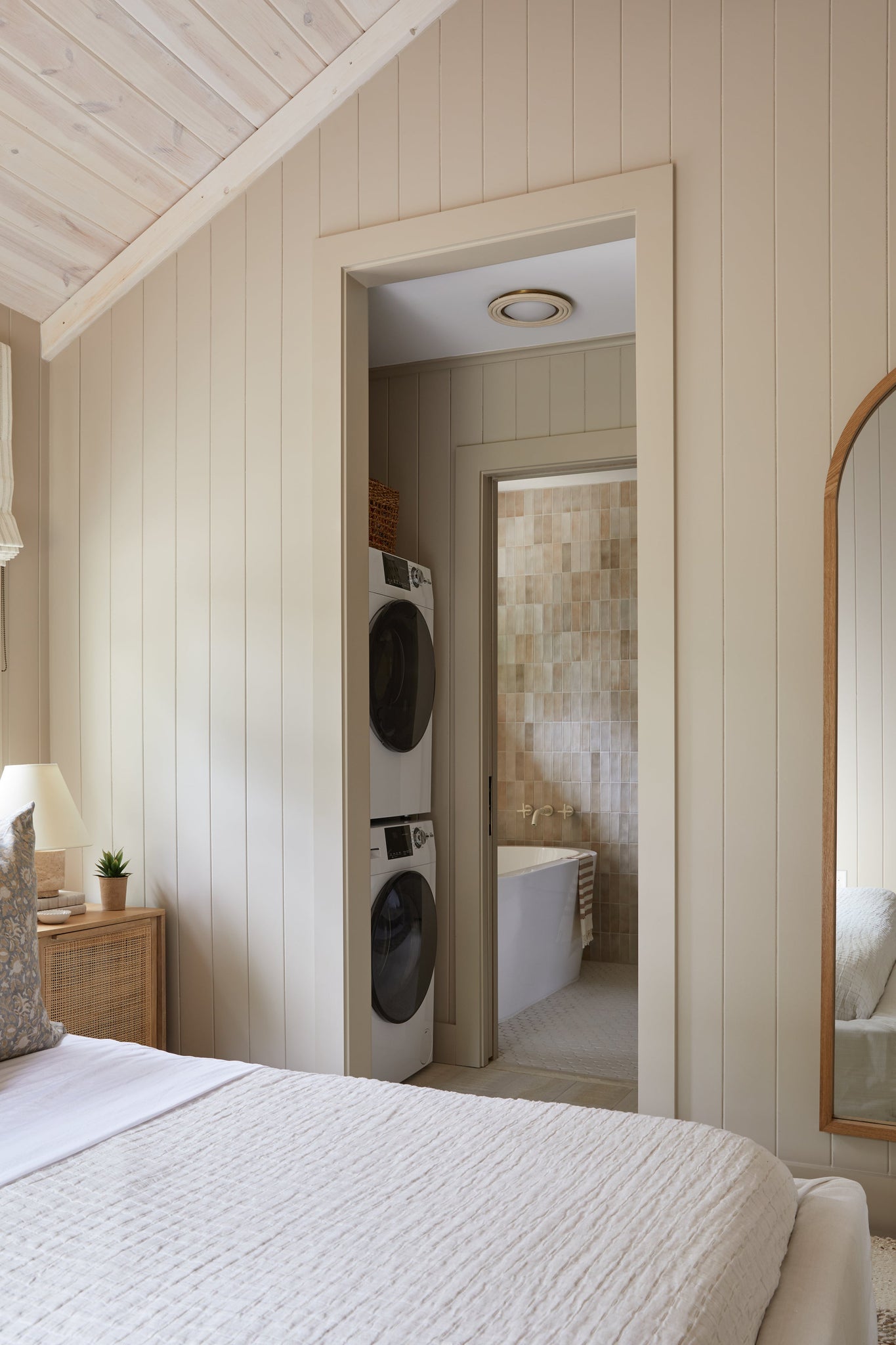 Zion Flush Mount 10" styled in a hallway for warm, layered light at Laurie Yapp Home.