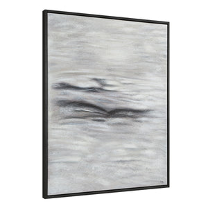 Baelish Canvas Art showcasing abstract gray and white textures with black details from a side view