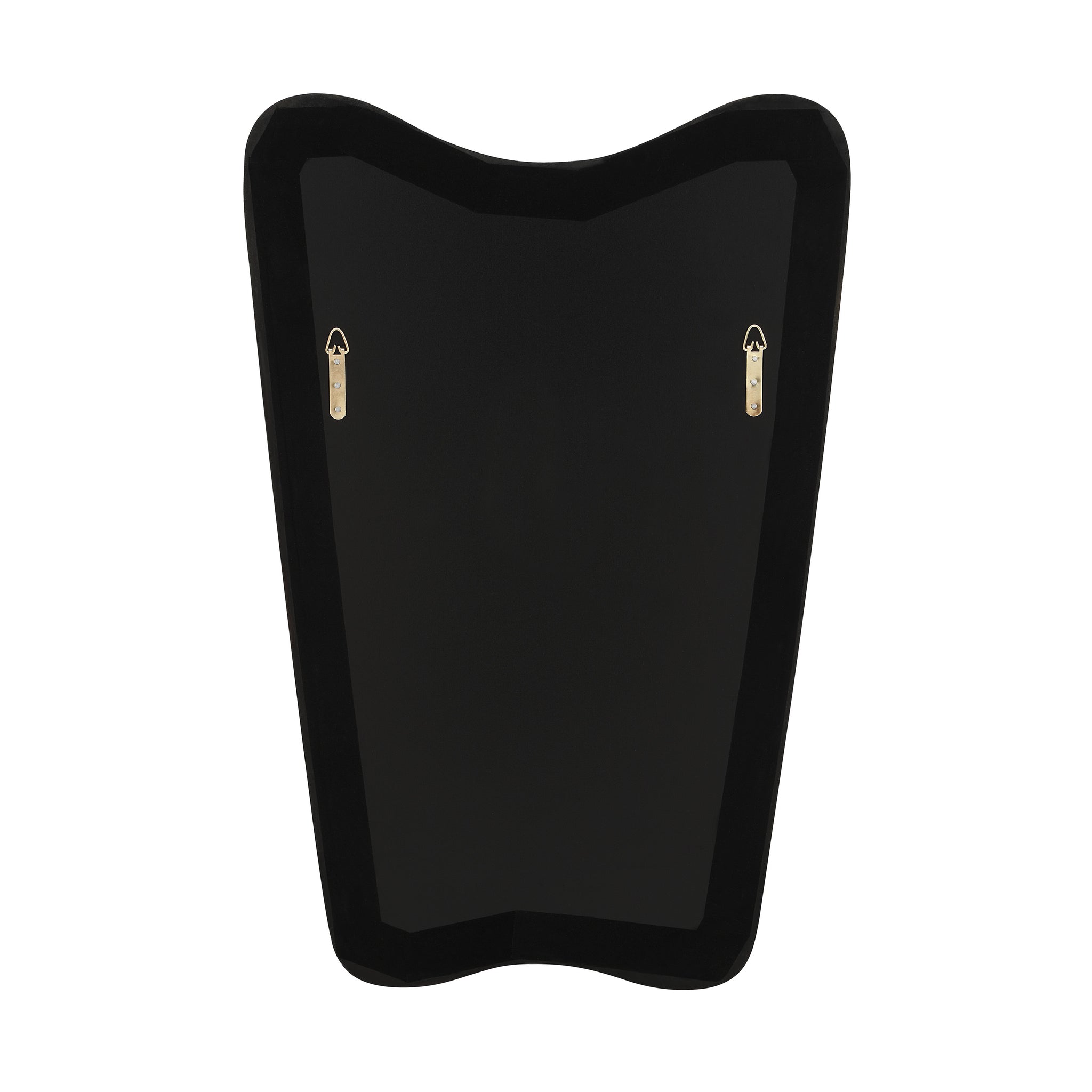Back view of Echoa mirror showing a black backing with hanging hardware.