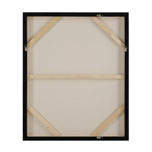 Back view of Naxos canvas art showing wooden frame and hanging hardware.