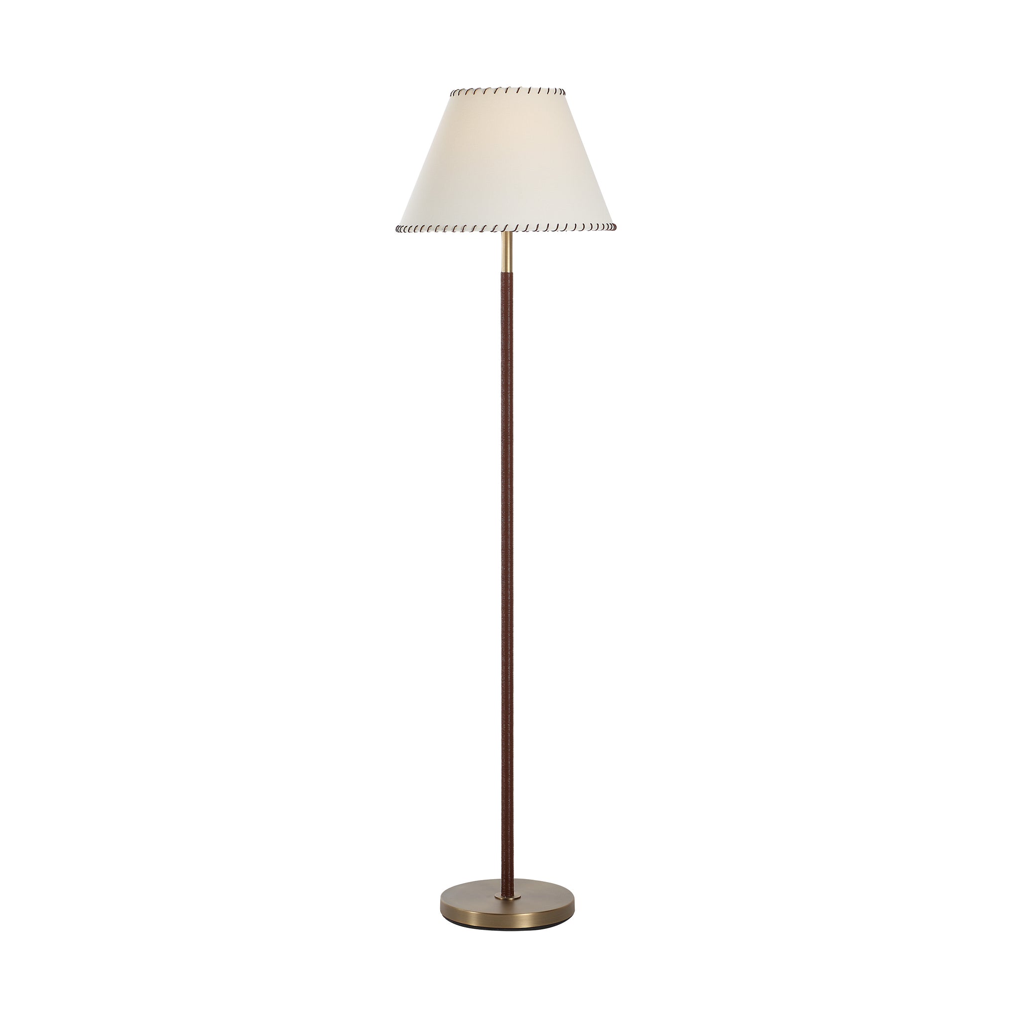 Elea floor lamp with a white shade and bronze base, standing alone against a white background.