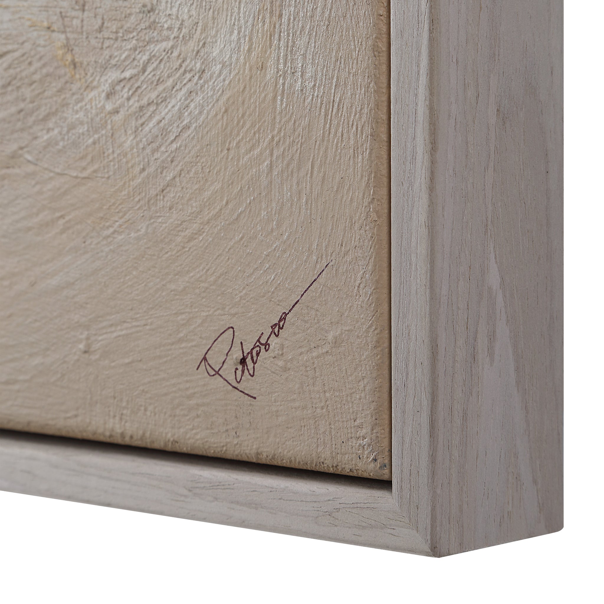 Close-up of Naxos canvas art showing texture and signature on the frame.