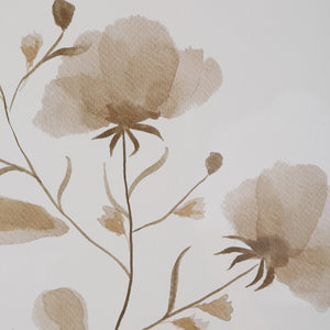 Detailed view of Madalena wall art showcasing watercolor flowers in beige tones