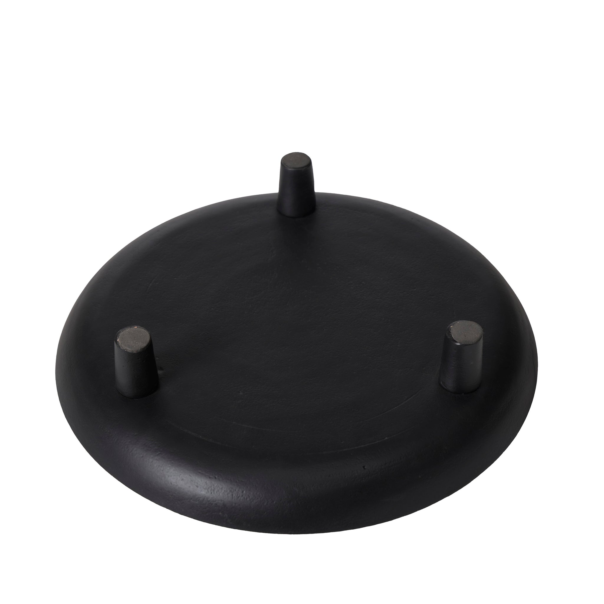Elisa decorative bowl in black, bottom view highlighting three short legs