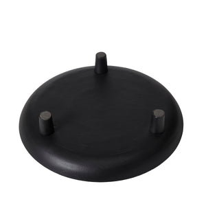 Elisa decorative bowl in black, bottom view highlighting three short legs
